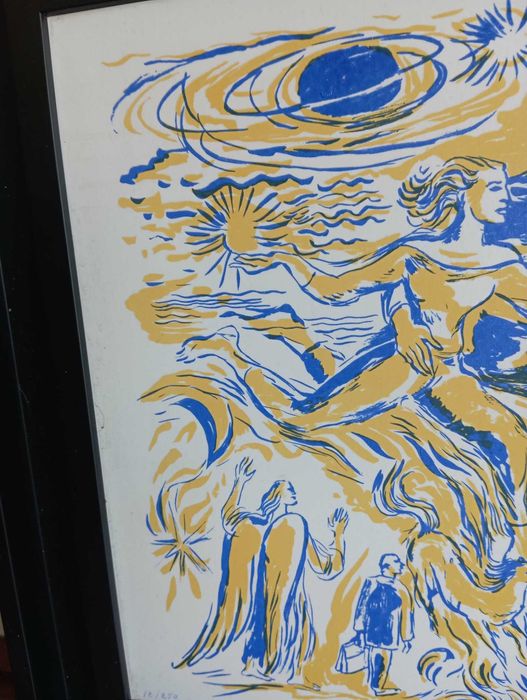 Azulejo serigrafado, numerado (12 de 250) e emoldurado da pintora Lurdes Robalo