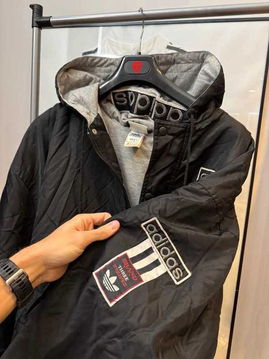 Adidas Bomber Black Jacket 90s Retro Track Top ZIP L