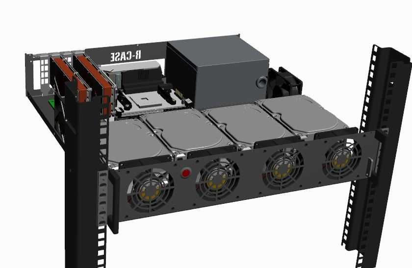 Obudowa RACK 2U do szafy 19 cali R-CASE 12 mITX RAL 8x HDD, 2x SSD, PSU ATX