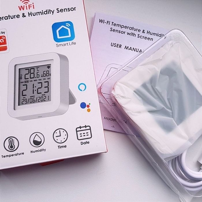 Датчик температуры и влажности Tuya, Wi-Fi / 5V USB