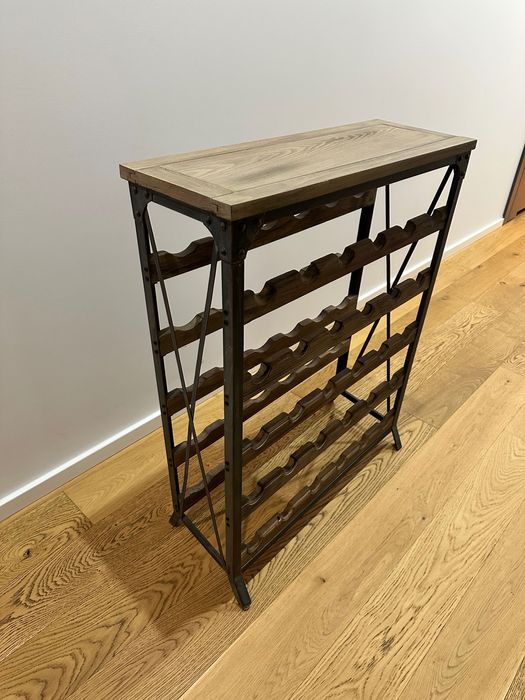 Stojak na wina drewniano-stalowy 70x25x86 cm