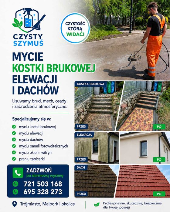 Mycie kostki brukowej, elewacji, dachów i paneli fotowoltaicznych |