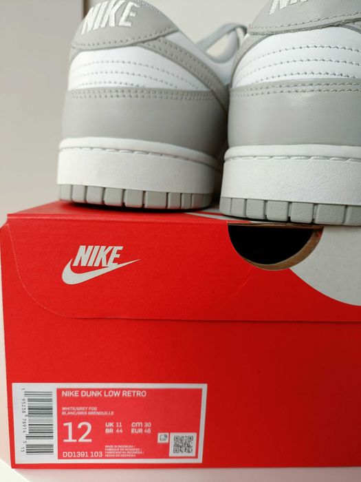 Buty Nike Dunk Low Grey Fog rozmiar 46 wkładka 30 cm