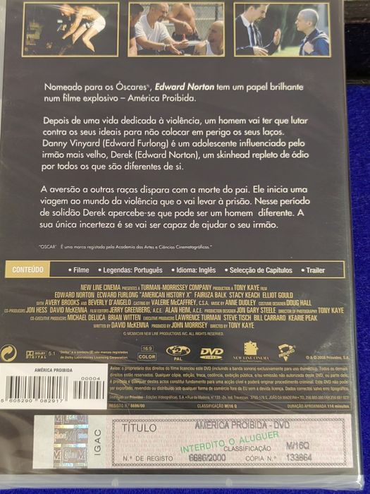 Filme DVD "América Proibida" com Edward Norton - novo e selado