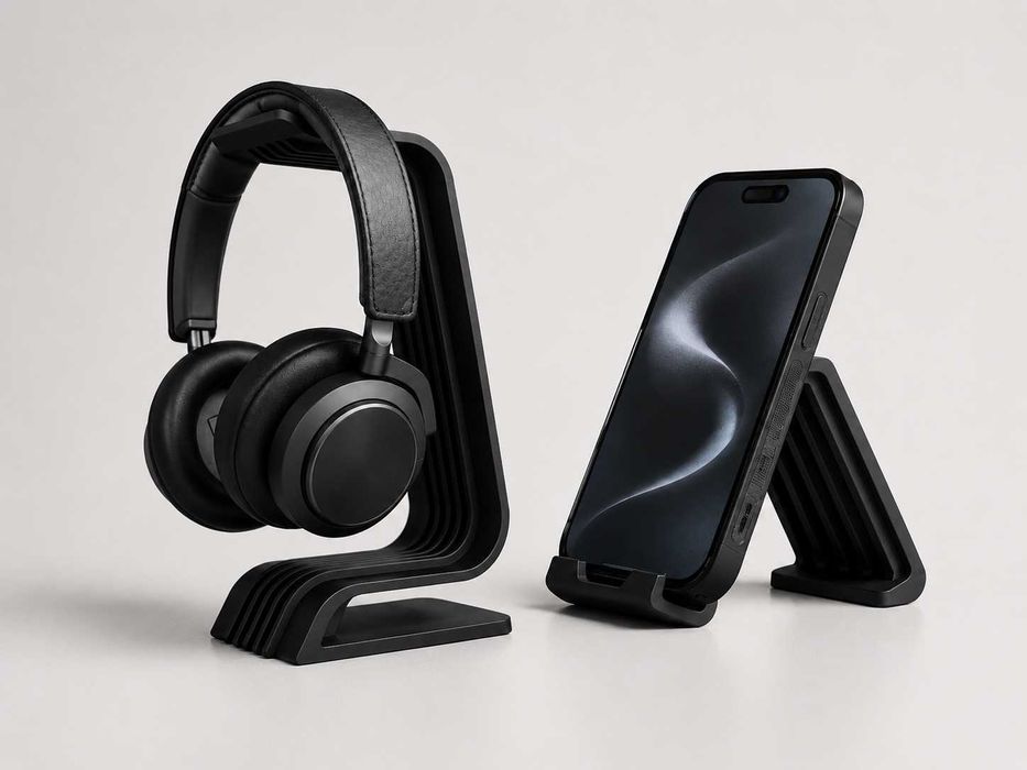 Suporte para headsets com suporte para smartphone a condizer