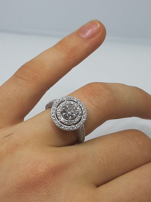 GIA 2.16 ct F/ VVS1 натуральные бриллианты, золото 750 проба ,кольцо
