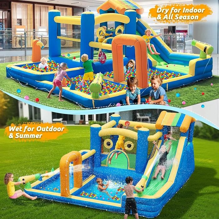 Dmuchana zjeżdżalnia wodna. Zamek dmuchany.