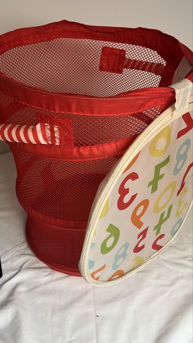 Cestos dobráveis infantis arrumação brinquedos (azul e vermelho)