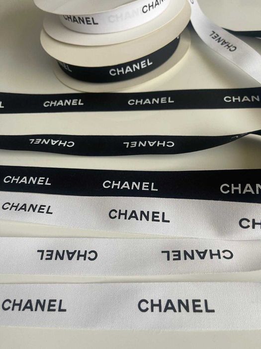 Oryginalna Wstążka Chanel bawełna 1,5metra szer 2,5cm biała czarna