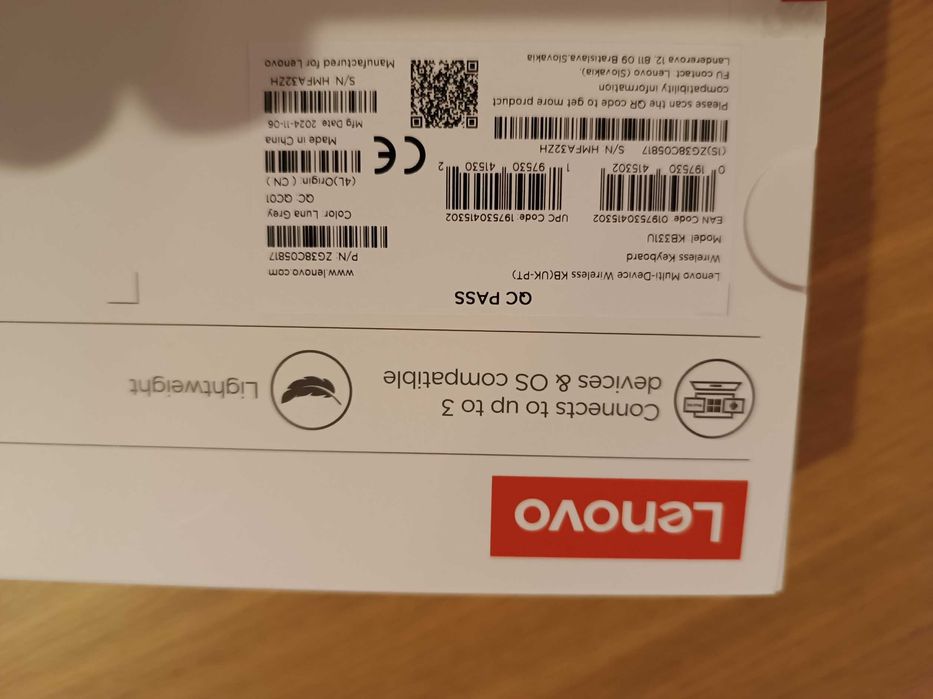 Teclado Sem Fios LENOVO Multi-Device *novo*