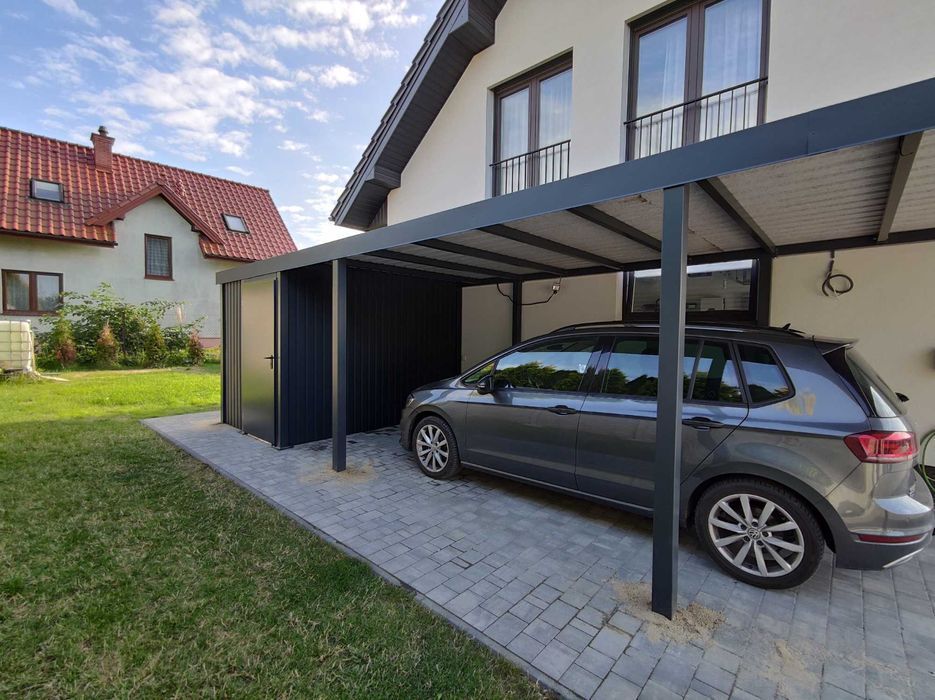 Carport Nowoczesna wiata garażowa 6x6 dwa stanowiska na samochody.