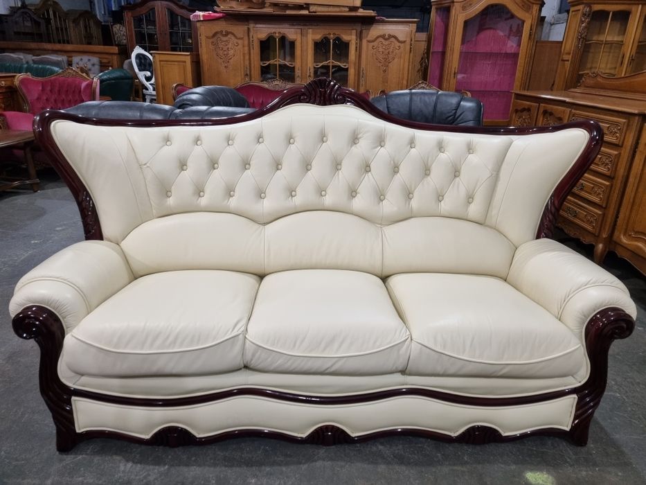 komplet wypoczynkowy ze skóry stolik ława kanapa 2 fotele