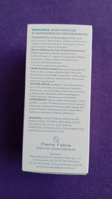 Sprzedam serum złuszczające A.H.A  Cleanance Avene