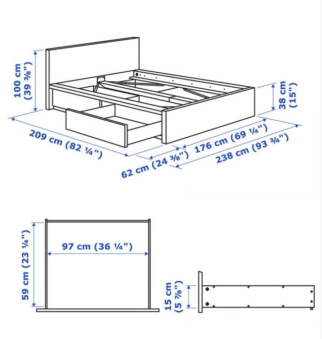 Cama de casal com arrumação e colchao