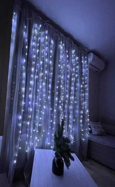 Гирлянда штора 3 на 2 метра Холодный цвет