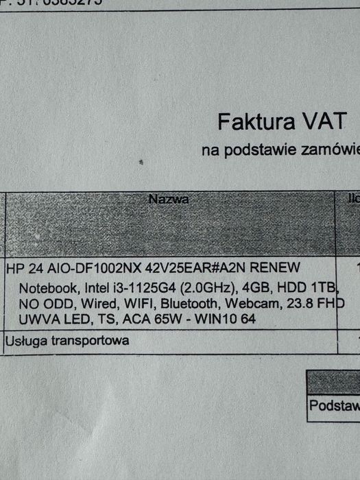 Komputer HP24  AiO  Dotykkwy Notebook Intel i 3  4 Gb windows 11