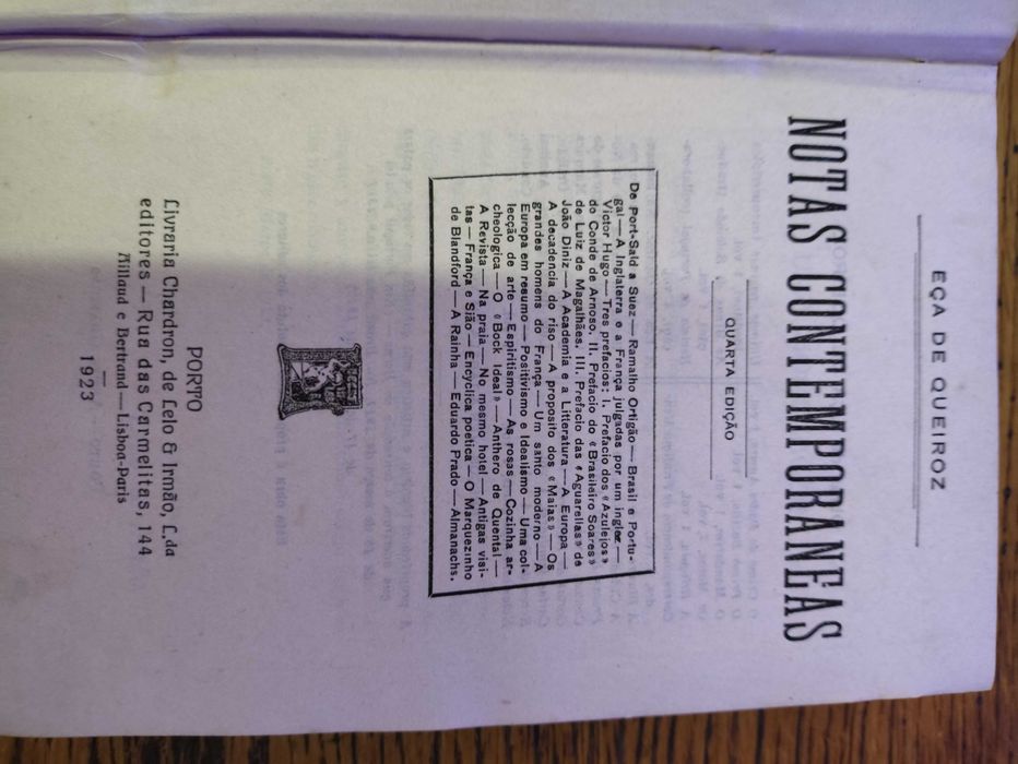 Livro antigo Notas contemporâneas, Eça de Queiroz 4ªEdição 1923