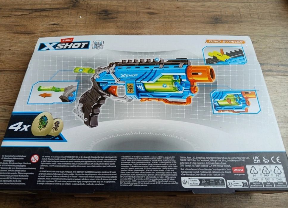 Zuru X-Shot Dino Attack Dino Striker pistolet 4 jajka 16 nabojów nowy