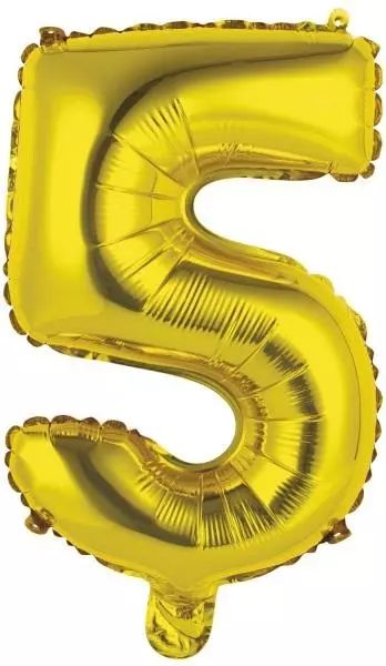 Balon foliowy mini cyfra 5 złota 25,5x40cm. Amscan. Nowy Produkt