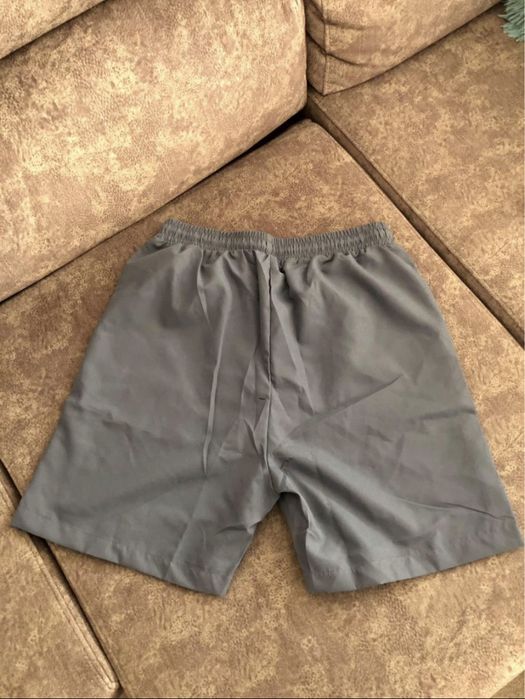 Calções Masculinos Casuais de cor sólida com cordão (Azul Névoa) Novos