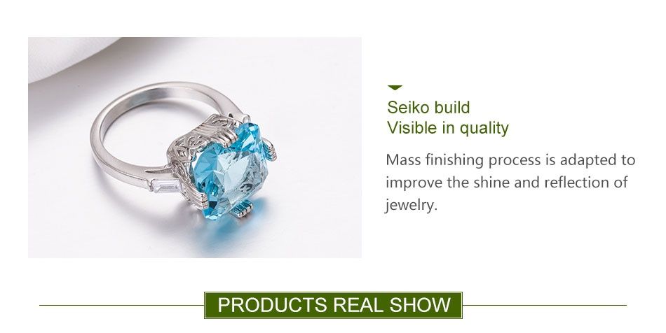 Жіноча каблучка з великим кристалом «Sky Blue» у стилі Luxury