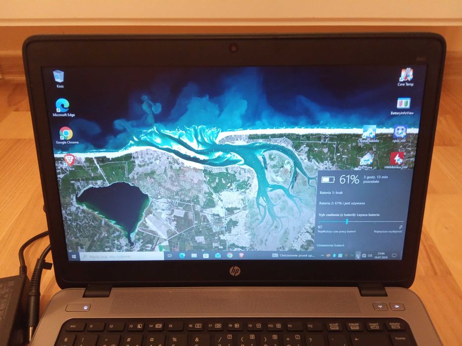 Laptop HP EliteBook 840 i5 8GB SSD bateria 2-3-4h Win Zasilacz HP
