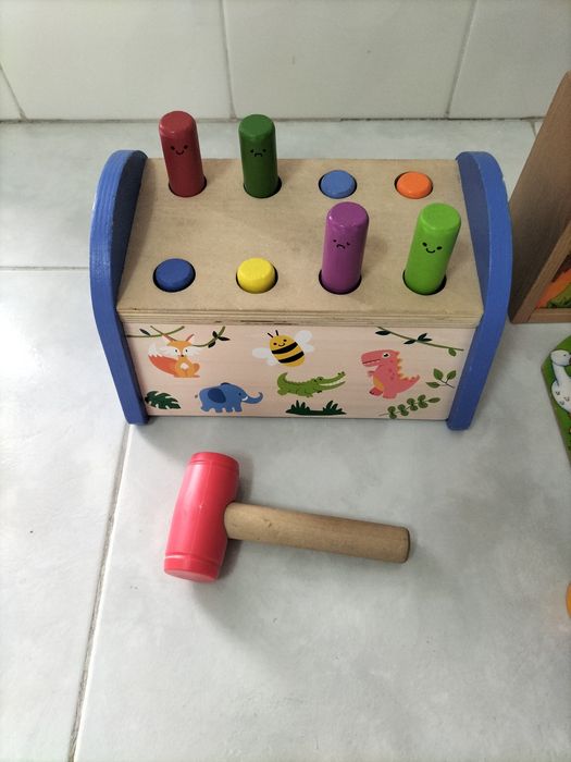 Conjunto 3 brinquedos educativos em madeira