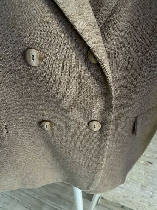 By o la la dzianinowy set garnitur bezowy żakiet szerokie spodnie