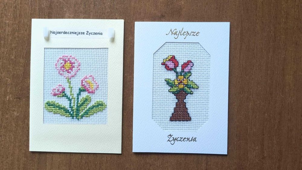Kartki haft krzyżykowy Urodziny, Imieniny, Rocznica,ręczna robota