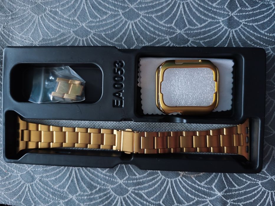 Fullmosa bransoletka do Apple Watch 9/8/7/6/5/4 42/44/45mm + etui złot