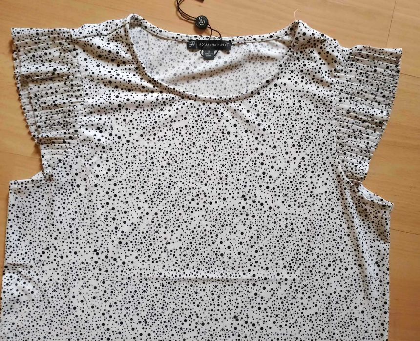 nowa bluzka krem w czarne kropki 40-L*Adrianna Papell*