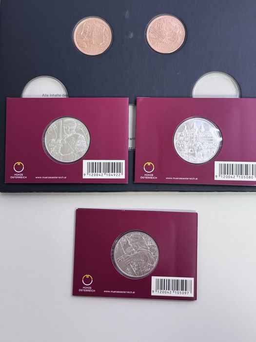 Moedas Austria Euros Prata e Cobre Colecao completa
