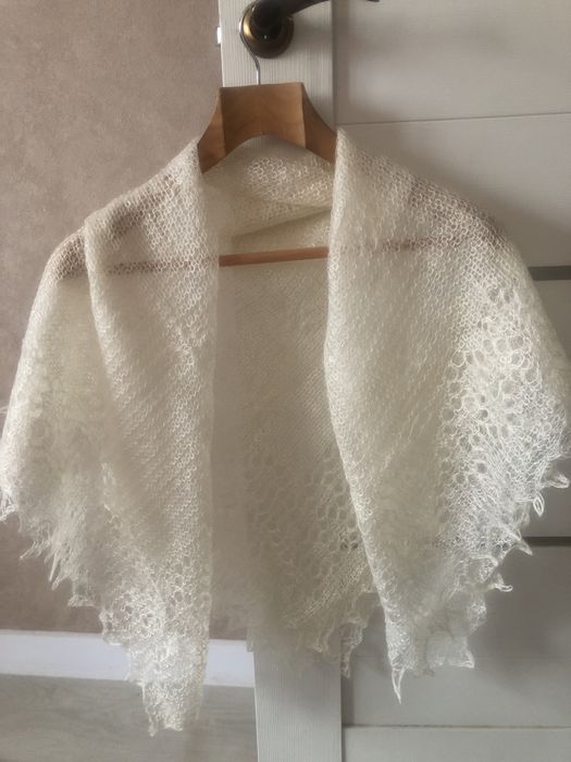 Пухова хустка, шалик, палантин, шарф косинка з шовком преміум якості