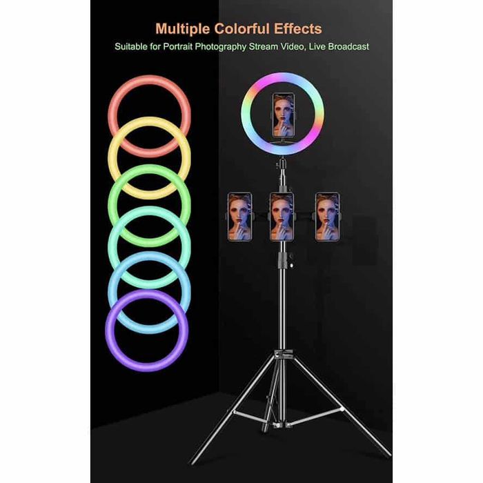 MJ33 RGB LED Ring Light (33 cm) + 2-Meter Tripod with 36 Colors – NEW!64550224329601123