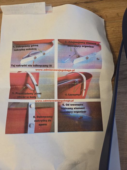 Uchwyty granatowe do torebki obag