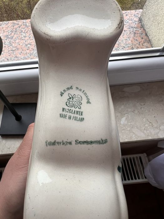 Zegar ceramiczny – Włocławek, ręcznie malowany, sygnowany