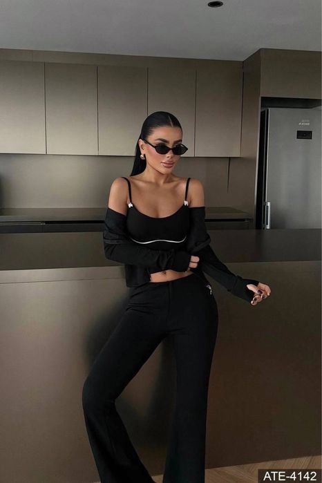 Костюм трійка/ костюм жіночий/ кофта+ топ+ палаццо