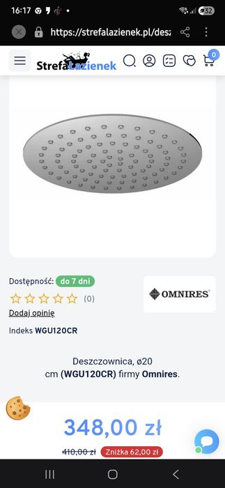 Deszczownica 20cm nowa firmy Omnires