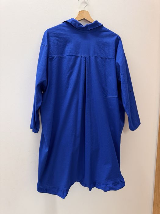 Made in Italy Kobaltowa Koszula Asymetryczna Dłuższy Tył Bawełna 3XL 46 48 Stan Idealny