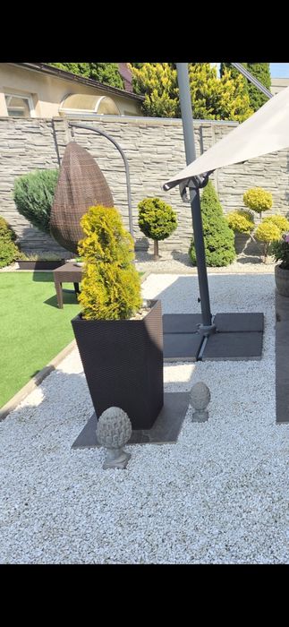 Wysoka duża donica rattan brąz