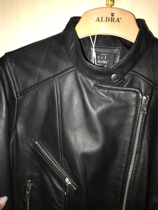 Zara skóra naturalna biker sprzączka kurtka ramoneska pasek