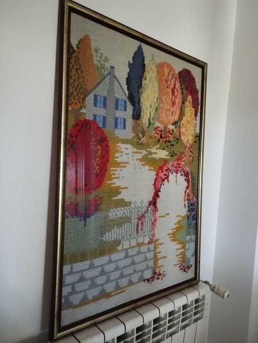 Quadro artesanal grande emoldurado