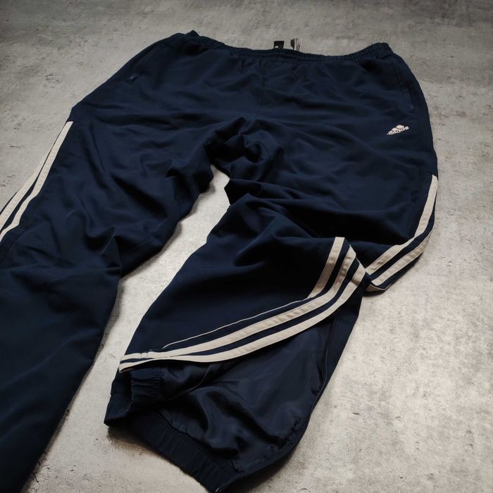 MĘSKIE Spodnie Dresy Szersze Joggery Granatowe 3 Paski Adidas Clima