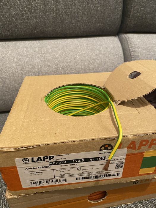 Przewod instalacyjny Kabel Lapp H07V-K 1x2.5 100m,niebieski, czarny