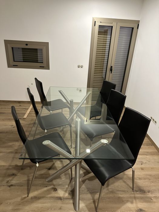 Mesa vidro + 6 cadeiras