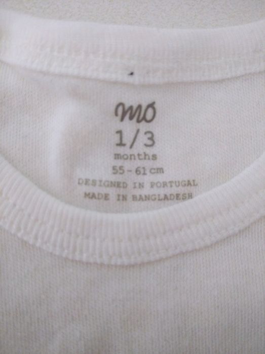 Dois bodys novos da Modalfa tamanho 1/3 meses