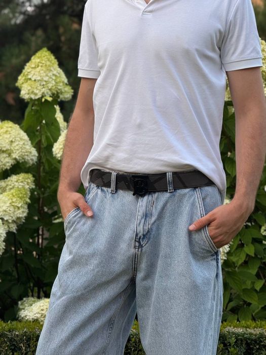 Ремінь Burberry чоловічий пасок шкіряний Барбері чорний ремень Барбери