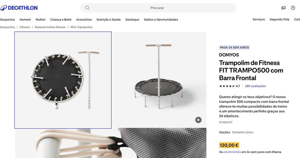 Trampolim de Fitness FIT TRAMPO500 com Barra Frontal – Como Novo