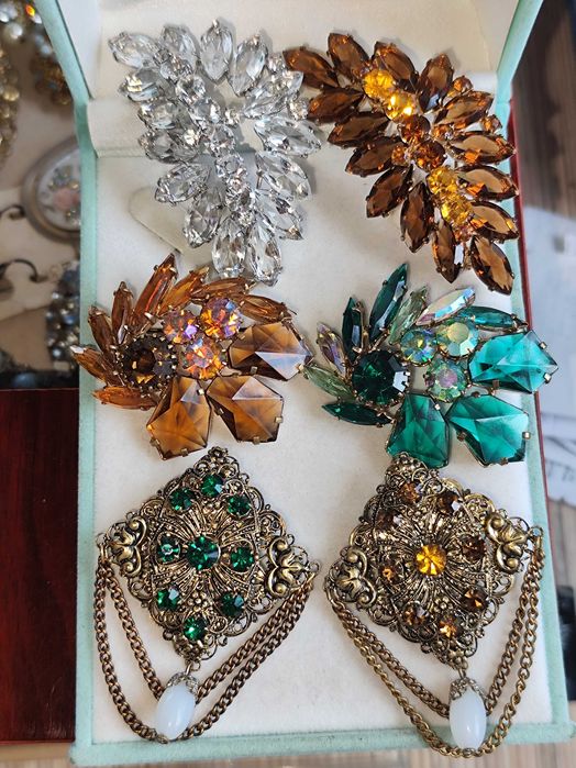 Брошь кольцо Чехия брошка янтарная  бусы сатин СССР браслет Дамаскин