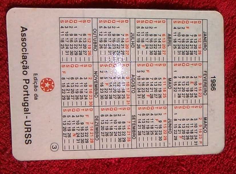 LIV4 - Conjunto de 6 calendários da Associação Portugal-Russia 1986.